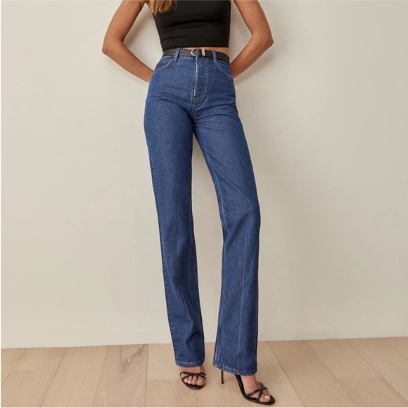 Reformation Cynthia High Rise Straight Long Jeans NWT - Picture 1 of 8